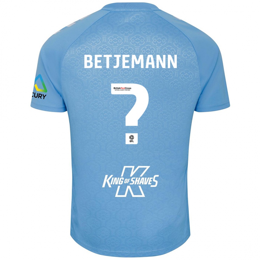 Enfant Maillot Elliot Betjemann #0 Bleu Blanc Tenues Domicile 2024/25 T-Shirt Suisse