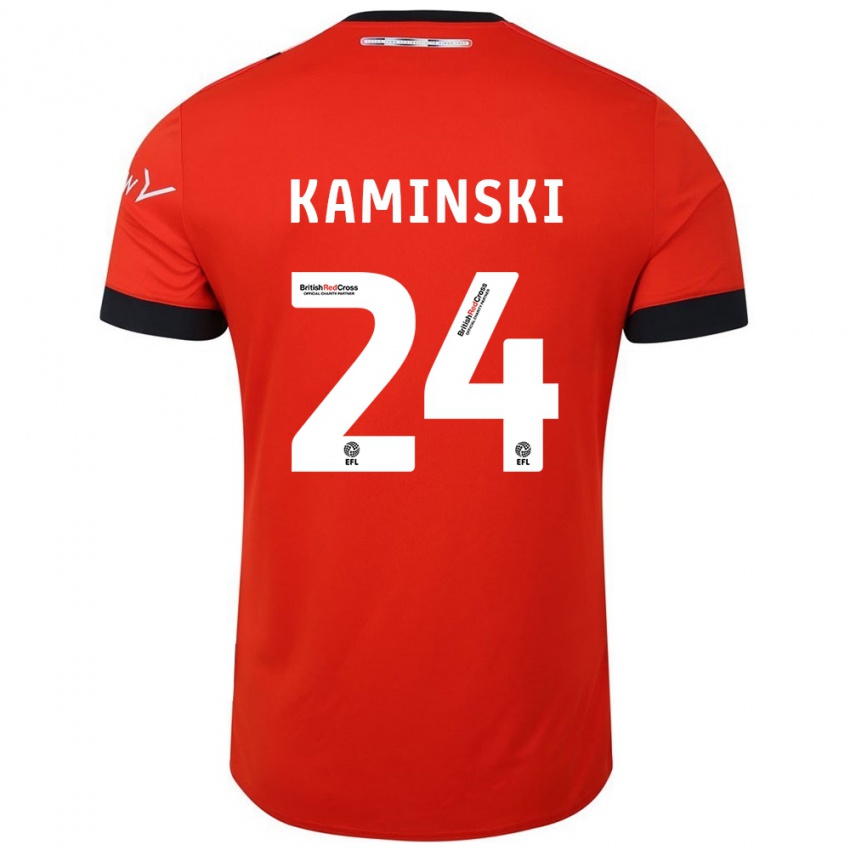 Enfant Maillot Thomas Kaminski #24 Orange Noir Tenues Domicile 2024/25 T-Shirt Suisse