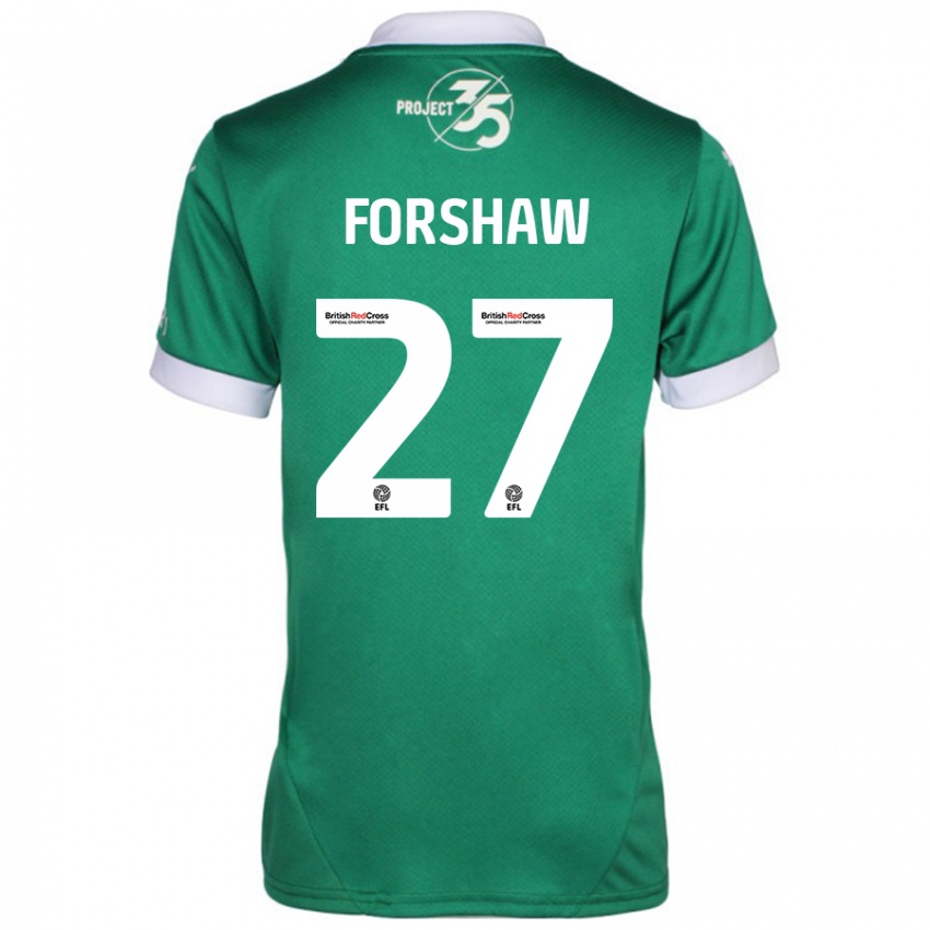 Enfant Maillot Adam Forshaw #27 Vert Blanc Tenues Domicile 2024/25 T-Shirt Suisse