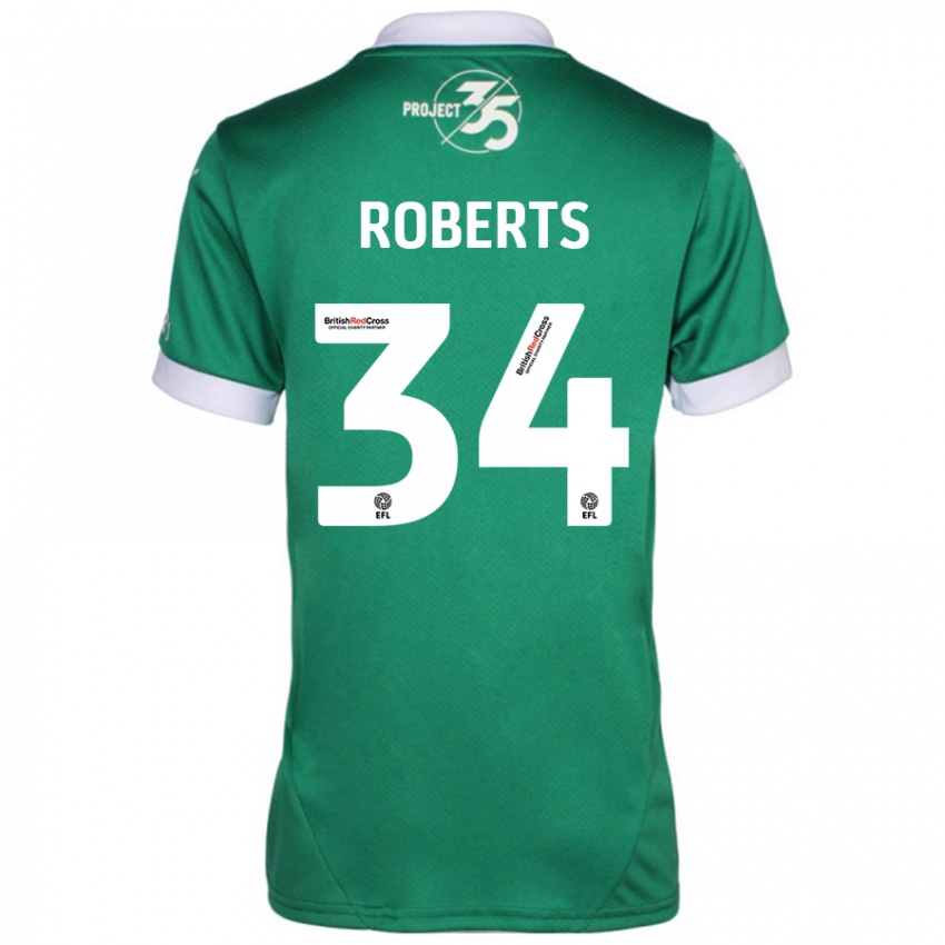 Enfant Maillot Caleb Roberts #34 Vert Blanc Tenues Domicile 2024/25 T-Shirt Suisse