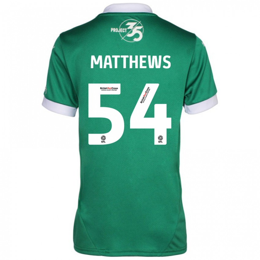 Enfant Maillot Jack Matthews #54 Vert Blanc Tenues Domicile 2024/25 T-Shirt Suisse