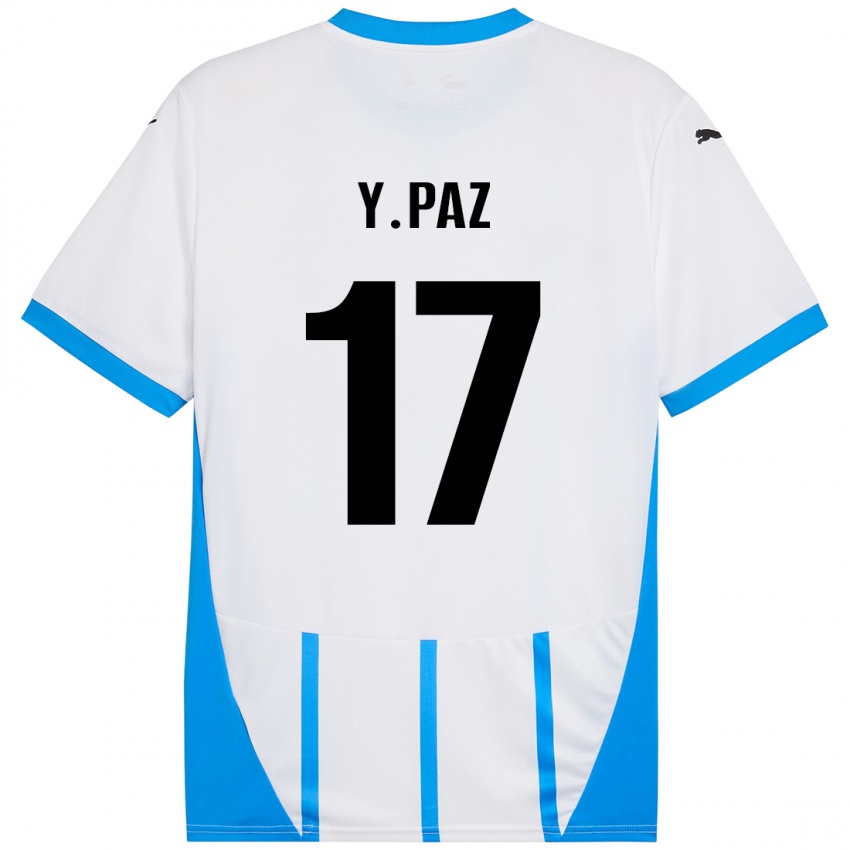 Kinder Yeferson Paz #17 Weiß Blau Auswärtstrikot Trikot 2024/25 T-Shirt Schweiz