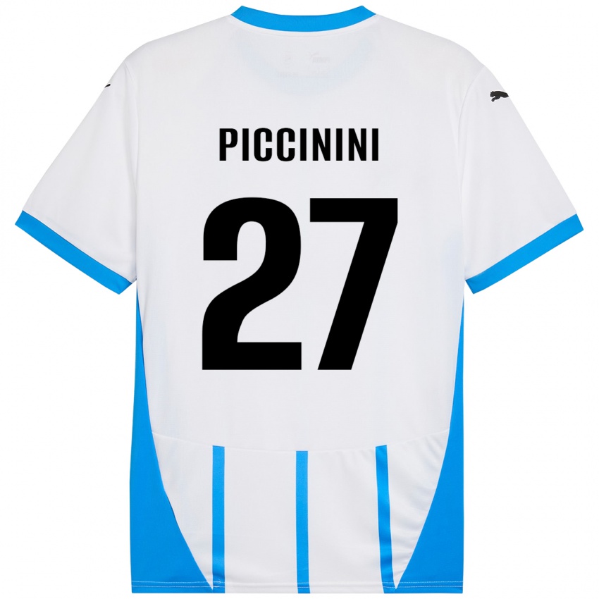 Enfant Maillot Stefano Piccinini #27 Blanc Bleu Tenues Extérieur 2024/25 T-Shirt Suisse