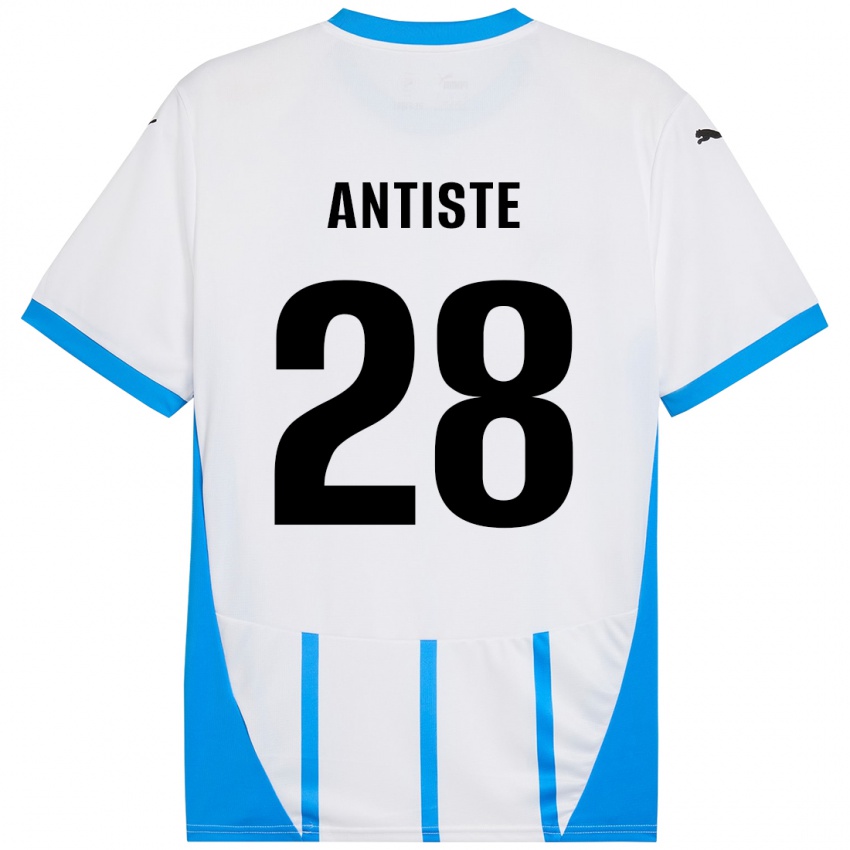 Enfant Maillot Janis Antiste #28 Blanc Bleu Tenues Extérieur 2024/25 T-Shirt Suisse