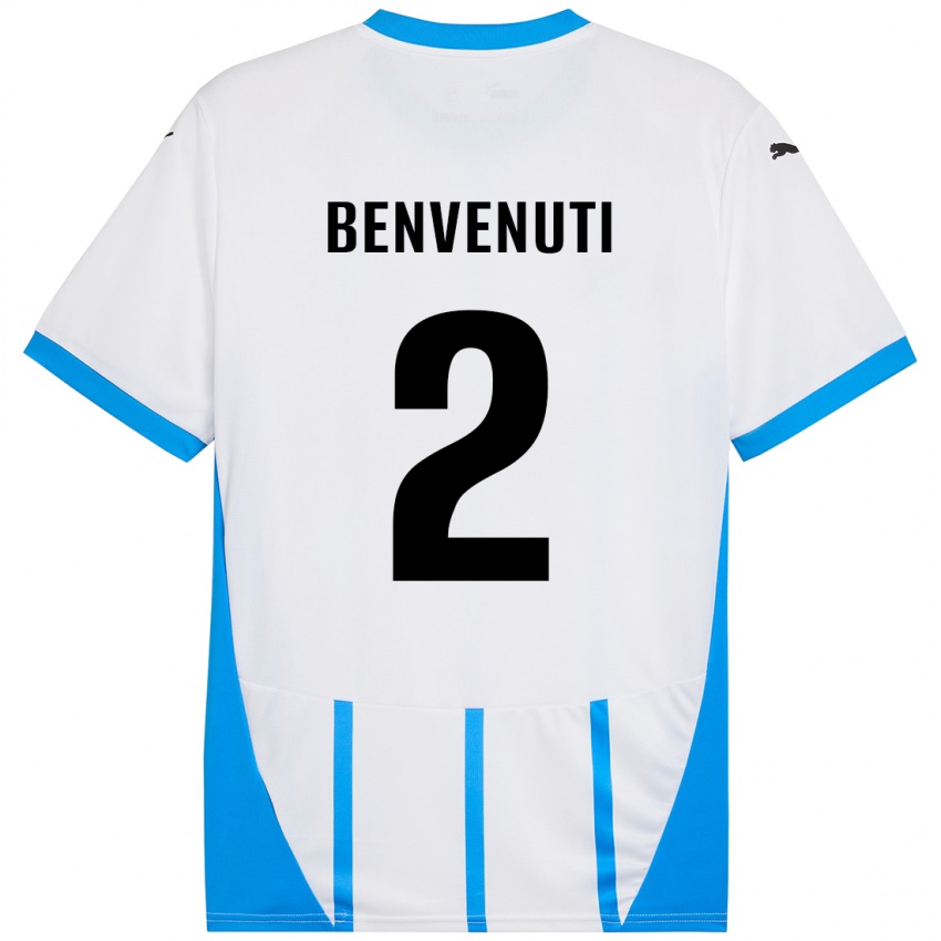 Enfant Maillot Giacomo Benvenuti #2 Blanc Bleu Tenues Extérieur 2024/25 T-Shirt Suisse