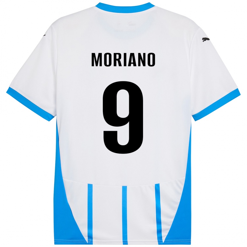 Enfant Maillot Andrea Moriano #9 Blanc Bleu Tenues Extérieur 2024/25 T-Shirt Suisse