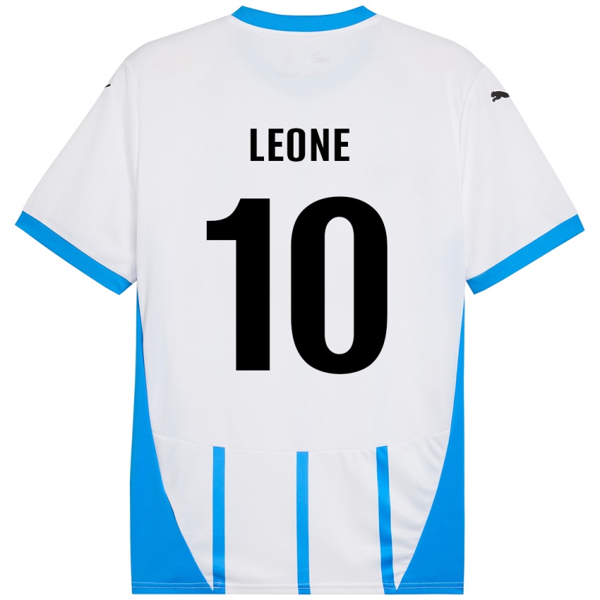 Enfant Maillot Kevin Leone #10 Blanc Bleu Tenues Extérieur 2024/25 T-Shirt Suisse