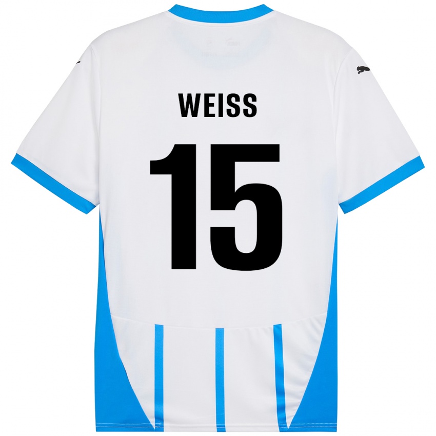 Kinder David Weiss #15 Weiß Blau Auswärtstrikot Trikot 2024/25 T-Shirt Schweiz