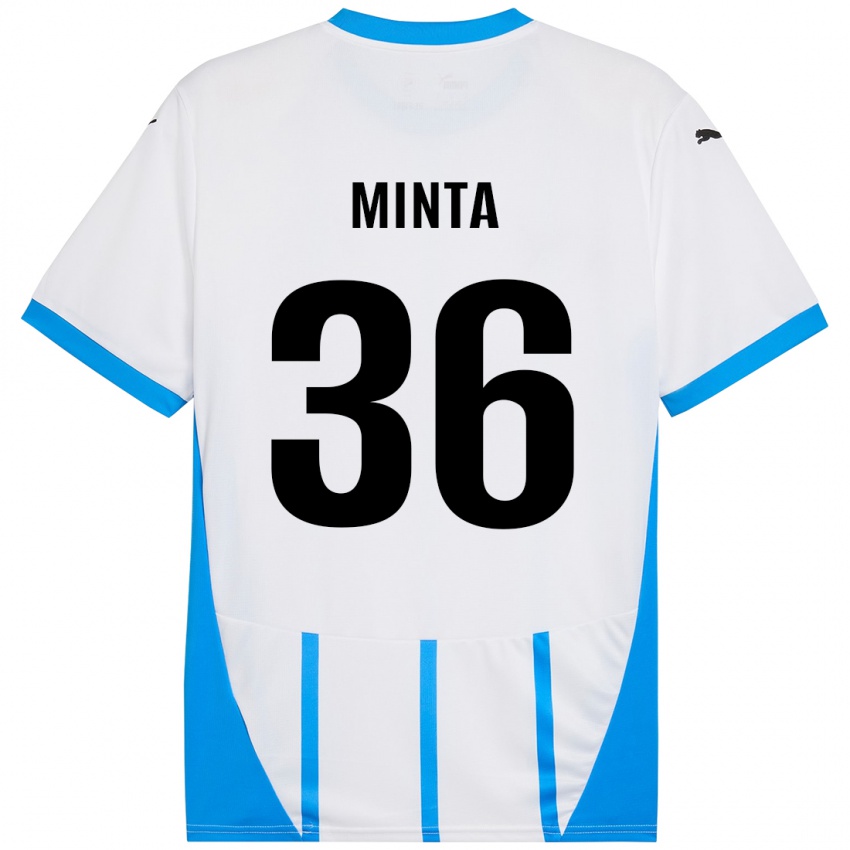 Kinder Amoako Minta #36 Weiß Blau Auswärtstrikot Trikot 2024/25 T-Shirt Schweiz