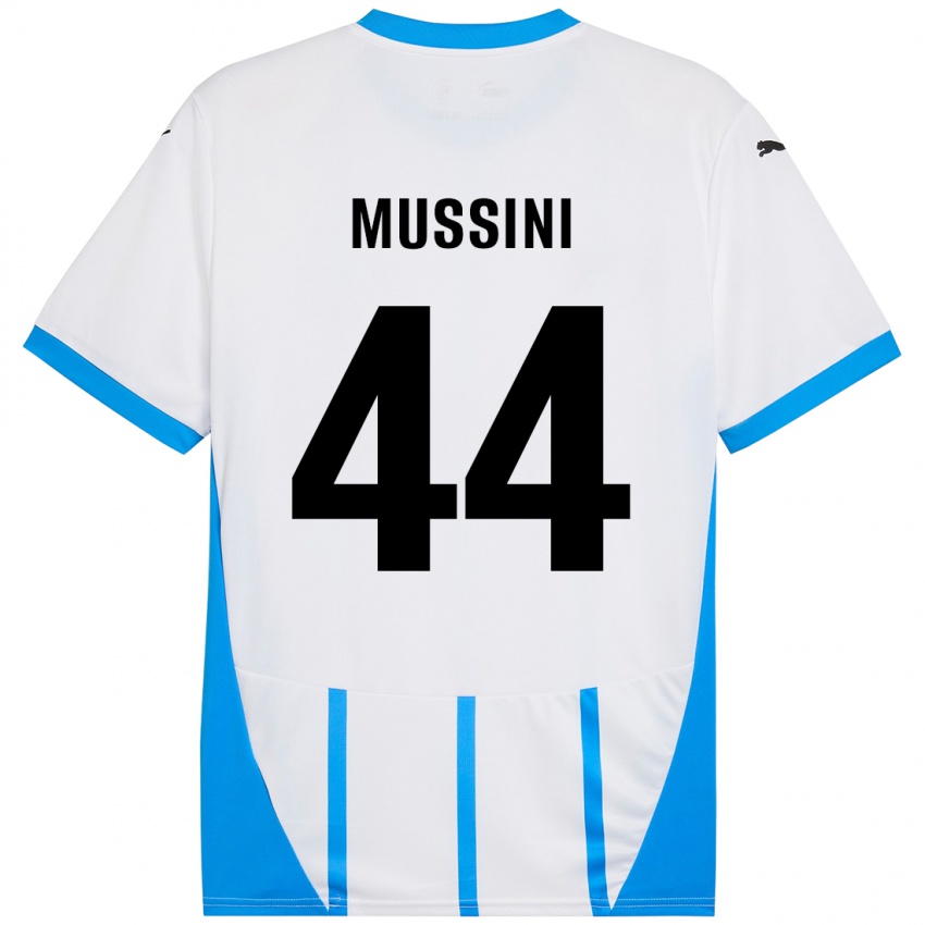 Enfant Maillot Andrea Mussini #44 Blanc Bleu Tenues Extérieur 2024/25 T-Shirt Suisse