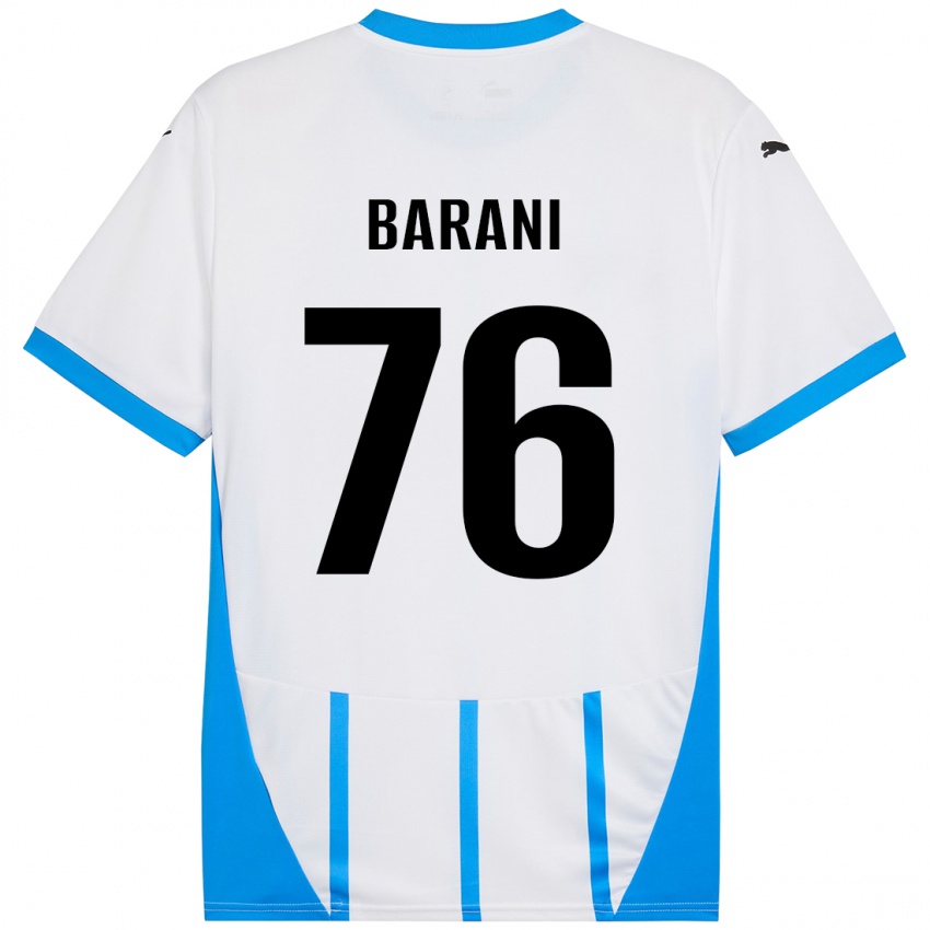 Enfant Maillot Luca Barani #76 Blanc Bleu Tenues Extérieur 2024/25 T-Shirt Suisse