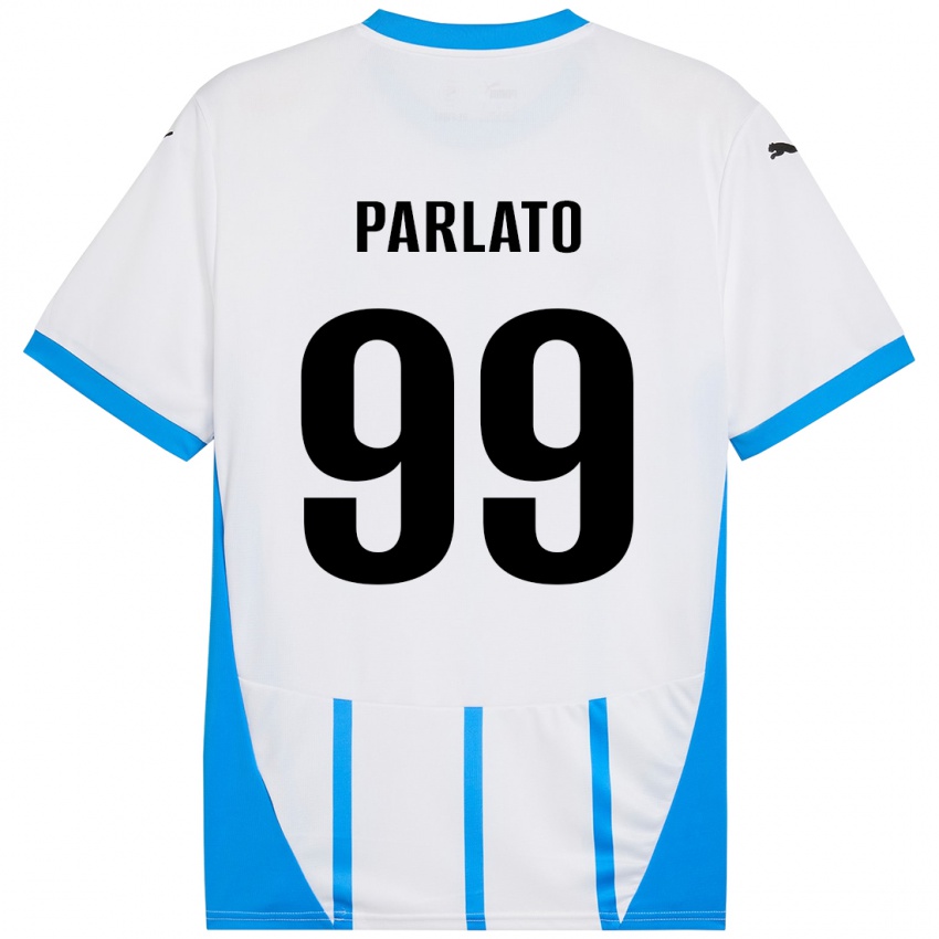 Enfant Maillot Claudio Parlato #99 Blanc Bleu Tenues Extérieur 2024/25 T-Shirt Suisse