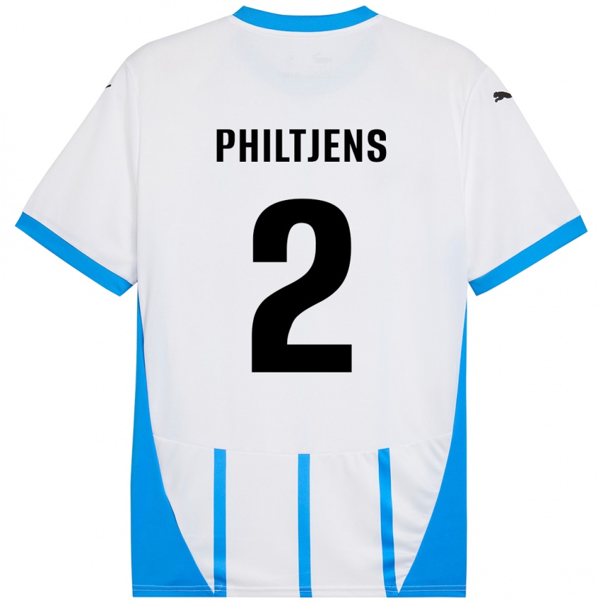 Enfant Maillot Davina Philtjens #2 Blanc Bleu Tenues Extérieur 2024/25 T-Shirt Suisse