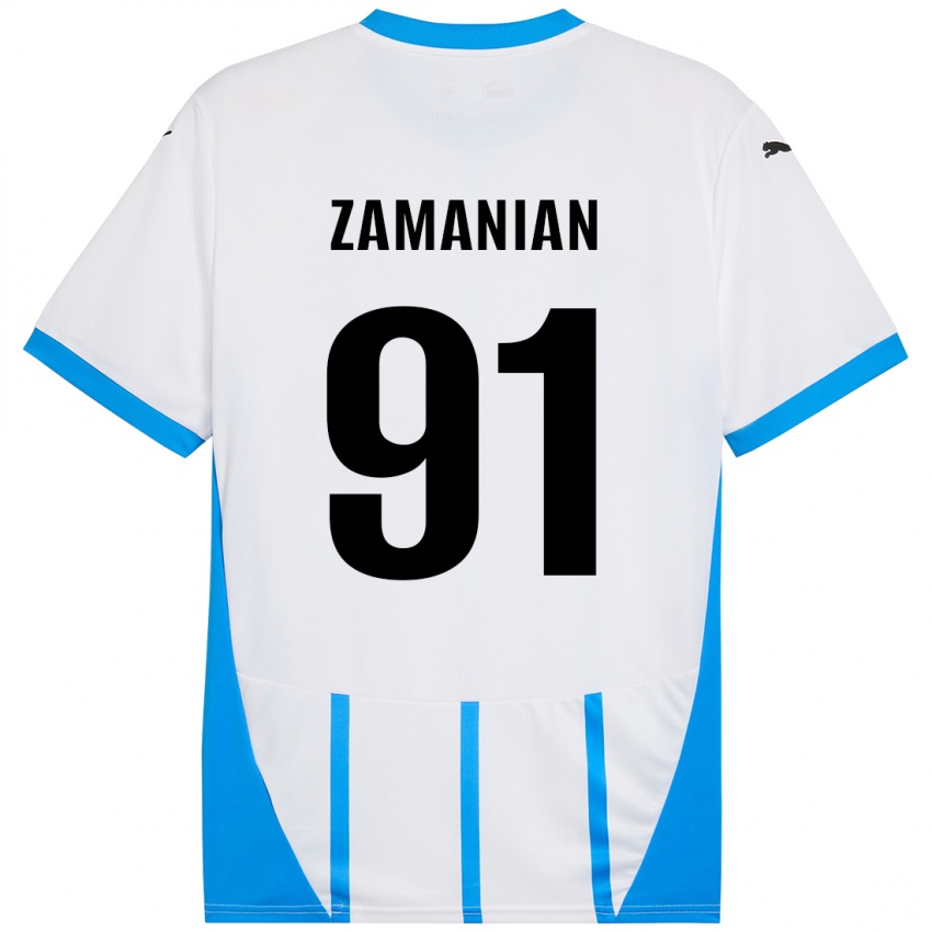 Kinder Annahita Zamanian #91 Weiß Blau Auswärtstrikot Trikot 2024/25 T-Shirt Schweiz