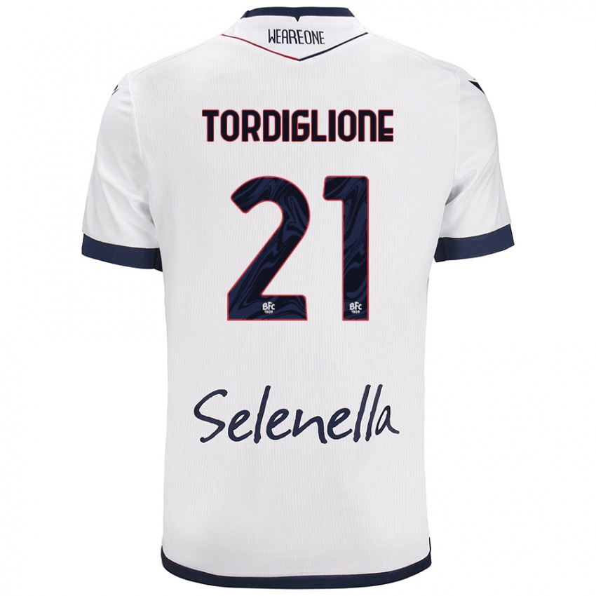 Kinder Nicolò Tordiglione #21 Weiß Königsblau Auswärtstrikot Trikot 2024/25 T-Shirt Schweiz