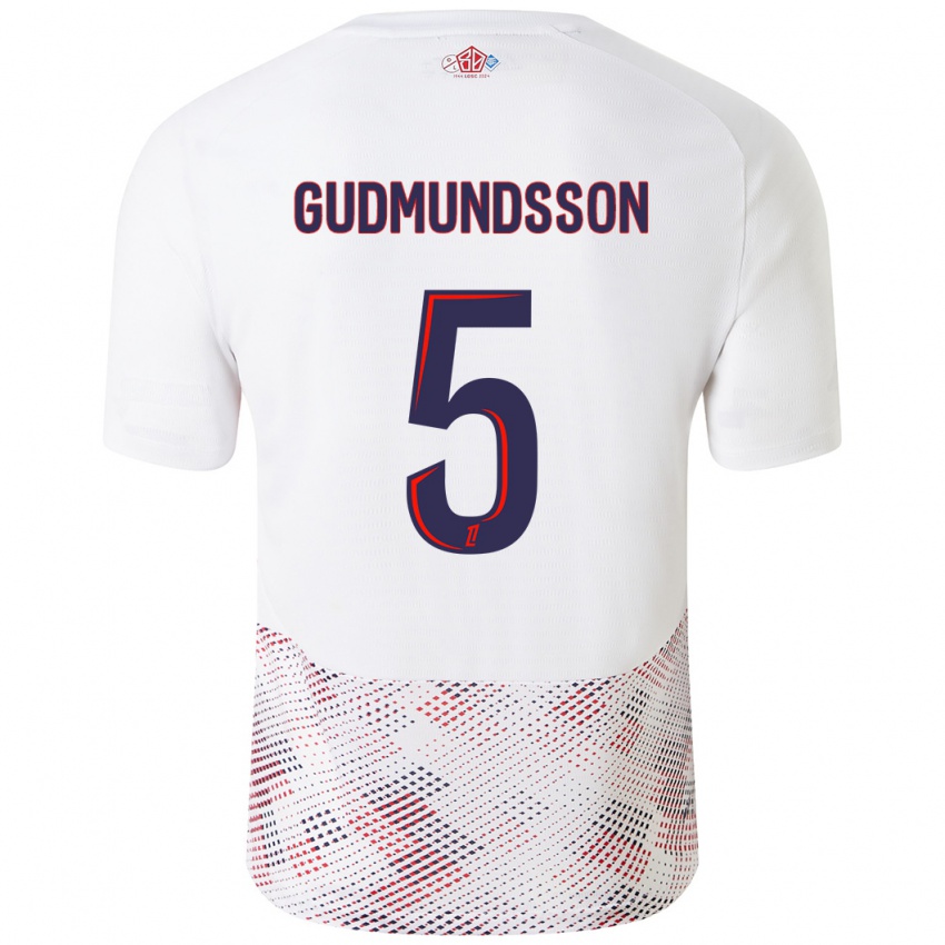 Enfant Maillot Gabriel Gudmundsson #5 Blanc Bleu Royal Tenues Extérieur 2024/25 T-Shirt Suisse