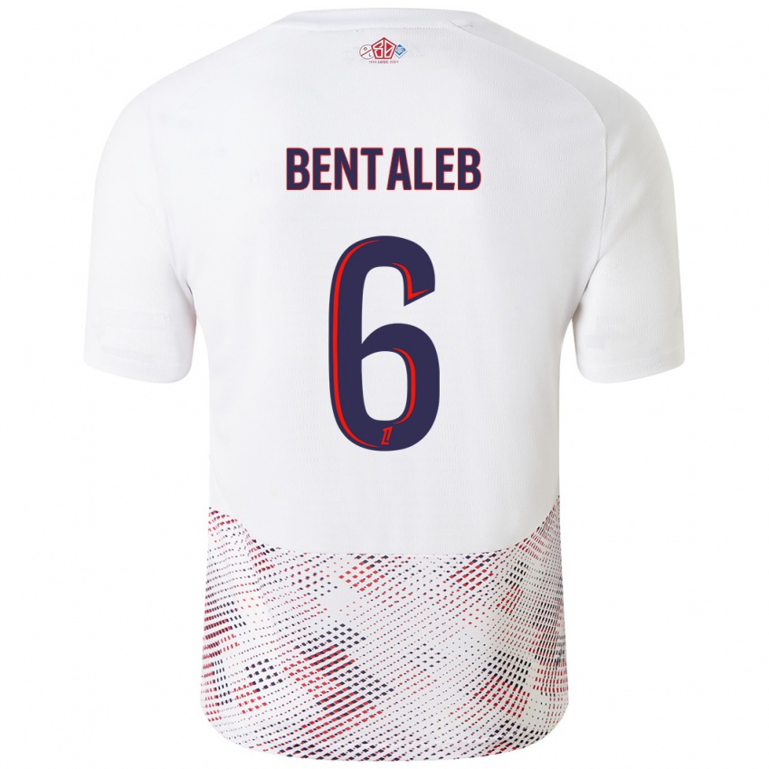 Enfant Maillot Nabil Bentaleb #6 Blanc Bleu Royal Tenues Extérieur 2024/25 T-Shirt Suisse