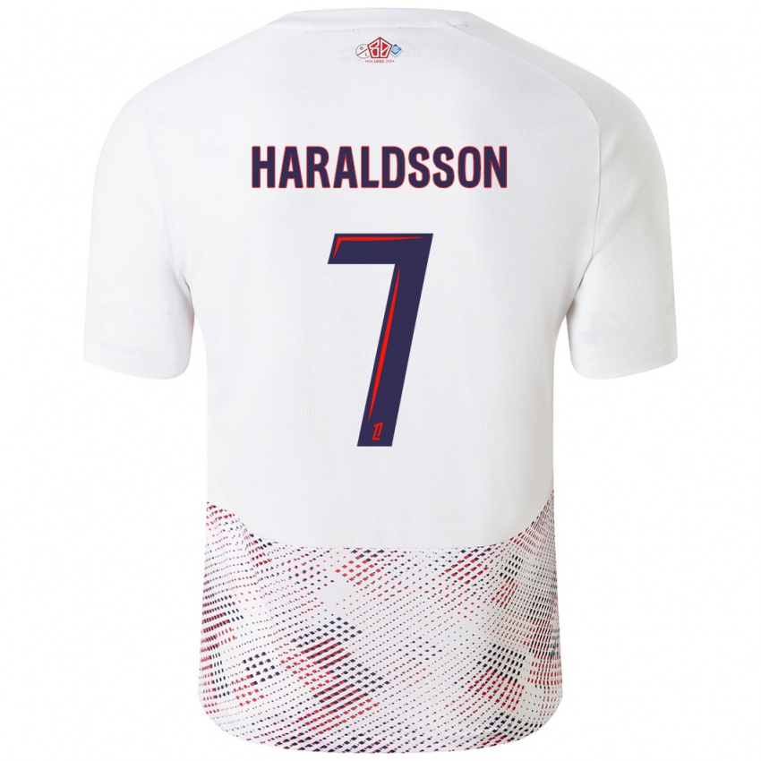 Enfant Maillot Hákon Arnar Haraldsson #7 Blanc Bleu Royal Tenues Extérieur 2024/25 T-Shirt Suisse