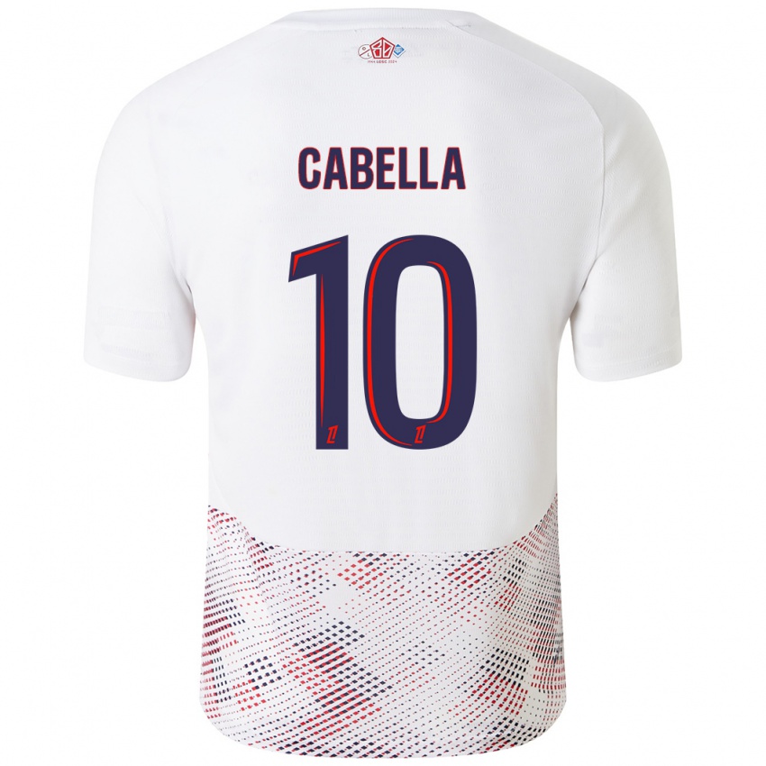 Enfant Maillot Rémy Cabella #10 Blanc Bleu Royal Tenues Extérieur 2024/25 T-Shirt Suisse