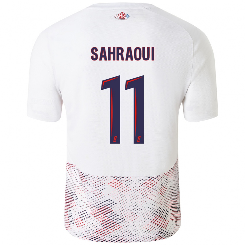 Enfant Maillot Osame Sahraoui #11 Blanc Bleu Royal Tenues Extérieur 2024/25 T-Shirt Suisse