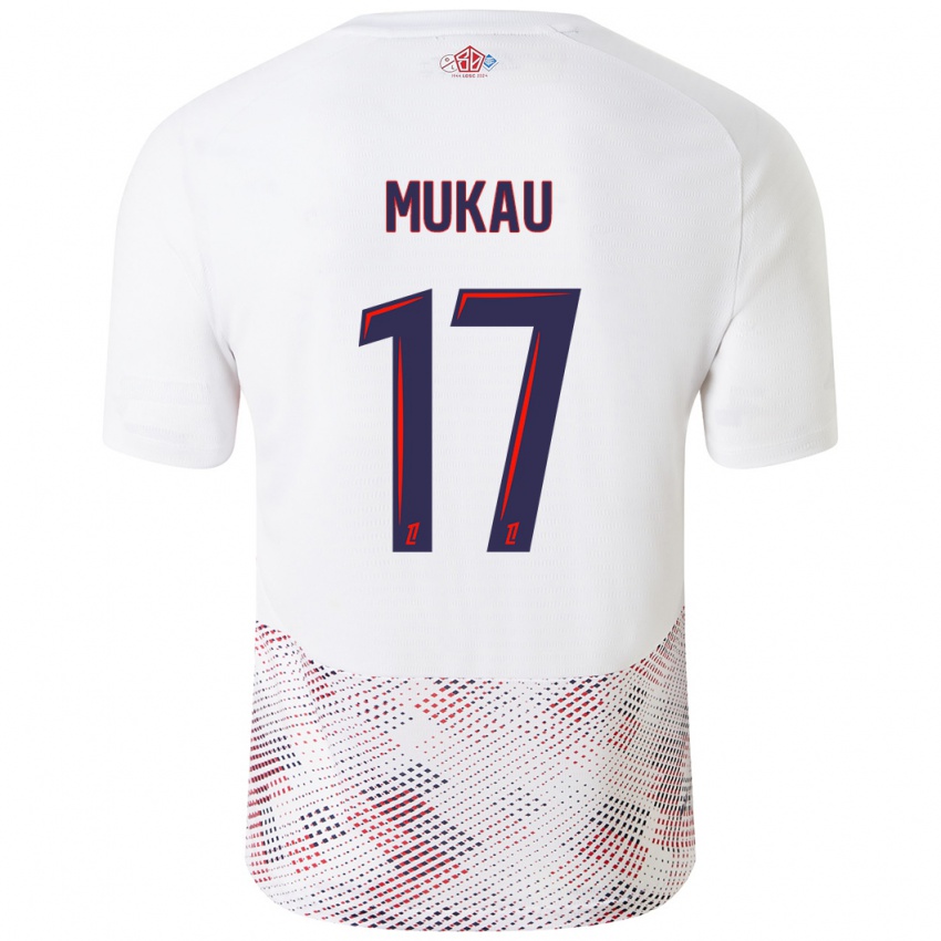 Enfant Maillot Ngal'ayel Mukau #17 Blanc Bleu Royal Tenues Extérieur 2024/25 T-Shirt Suisse