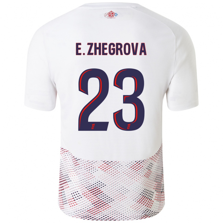 Enfant Maillot Edon Zhegrova #23 Blanc Bleu Royal Tenues Extérieur 2024/25 T-Shirt Suisse