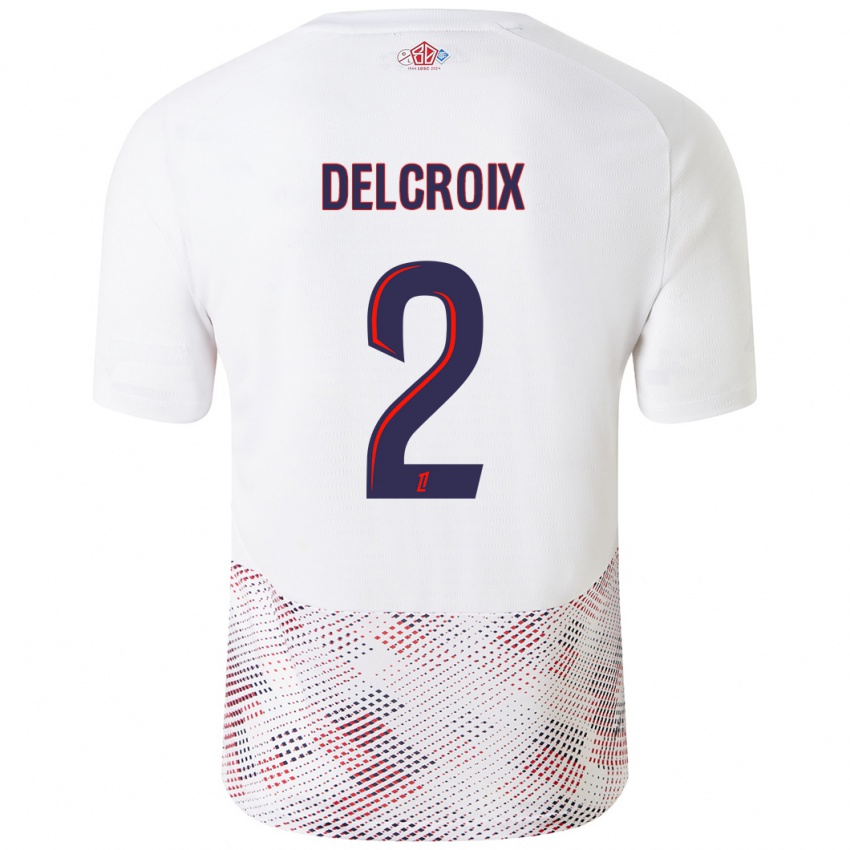 Enfant Maillot Céleste Delcroix #2 Blanc Bleu Royal Tenues Extérieur 2024/25 T-Shirt Suisse