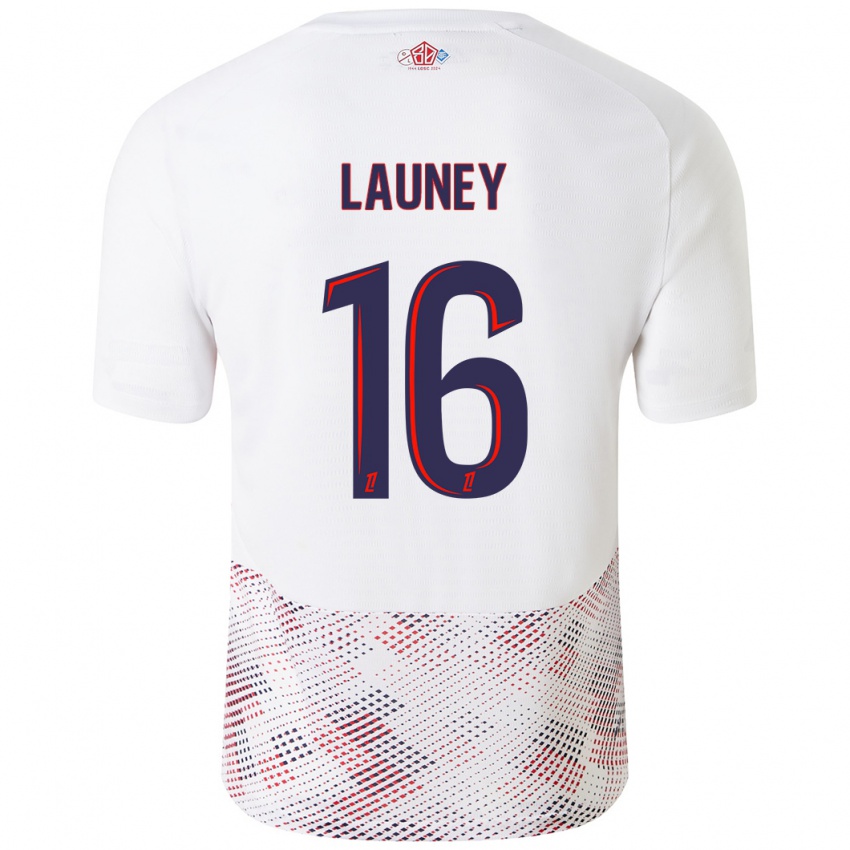 Enfant Maillot Elisa Launey #16 Blanc Bleu Royal Tenues Extérieur 2024/25 T-Shirt Suisse