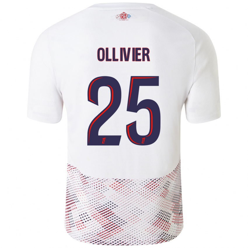 Enfant Maillot Agathe Ollivier #25 Blanc Bleu Royal Tenues Extérieur 2024/25 T-Shirt Suisse