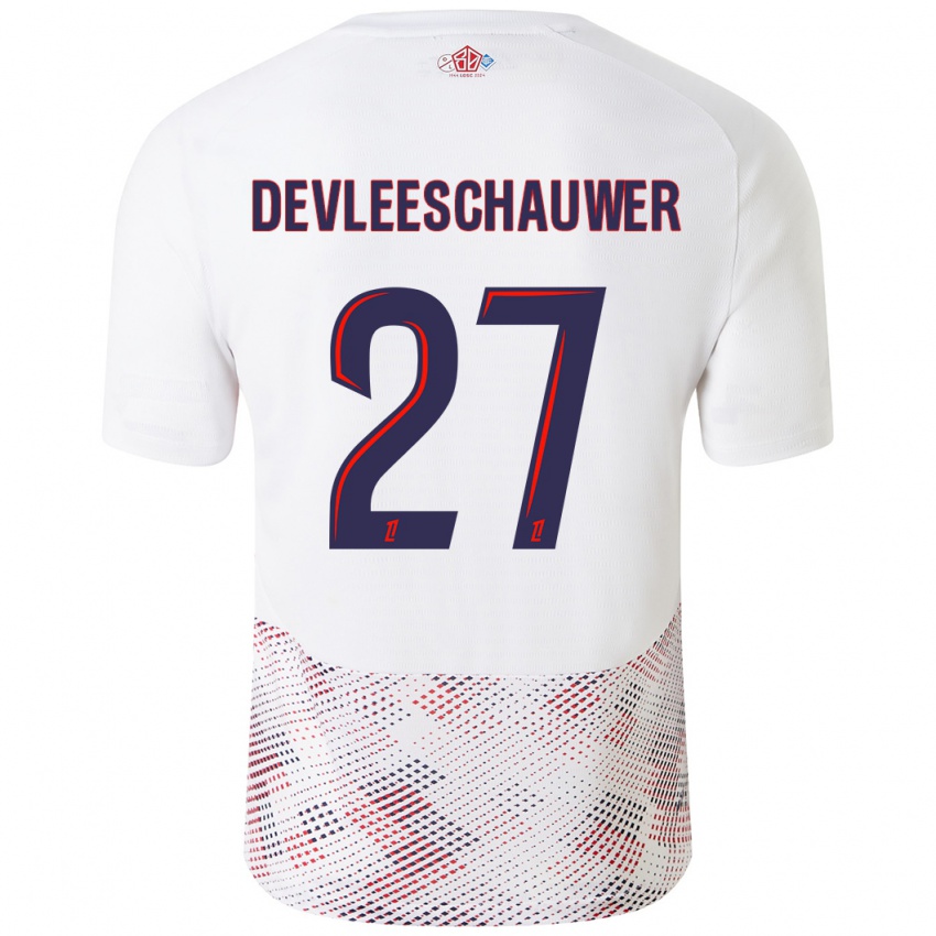 Enfant Maillot Gwenaëlle Devleeschauwer #27 Blanc Bleu Royal Tenues Extérieur 2024/25 T-Shirt Suisse