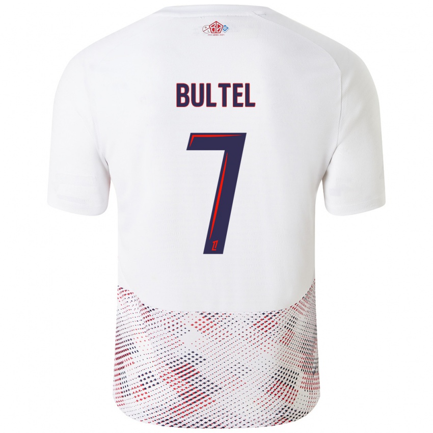 Enfant Maillot Ludivine Bultel #7 Blanc Bleu Royal Tenues Extérieur 2024/25 T-Shirt Suisse