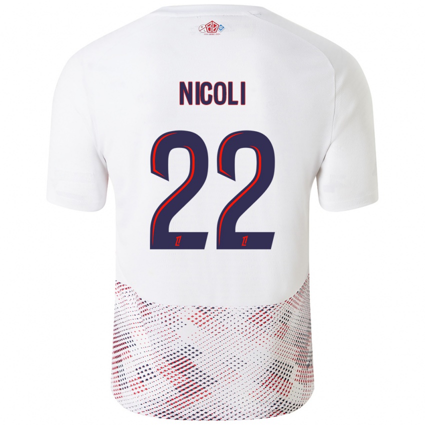 Enfant Maillot Morgane Nicoli #22 Blanc Bleu Royal Tenues Extérieur 2024/25 T-Shirt Suisse