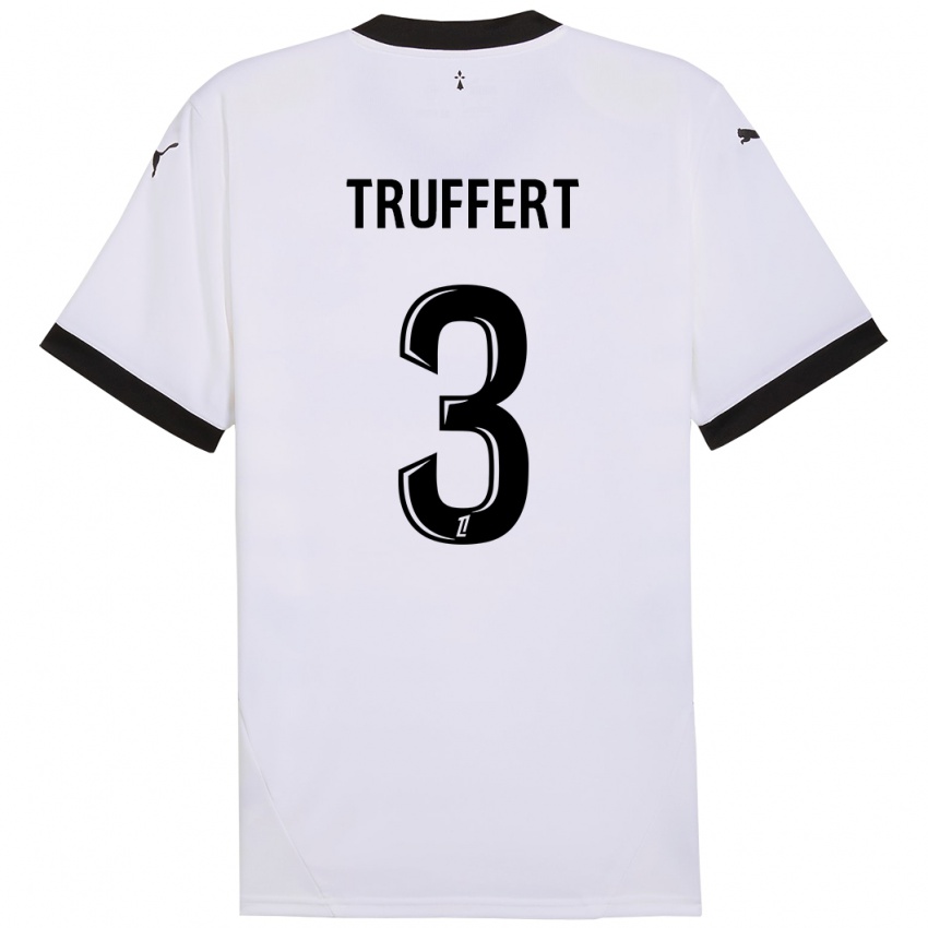 Enfant Maillot Adrien Truffert #3 Blanc Noir Tenues Extérieur 2024/25 T-Shirt Suisse