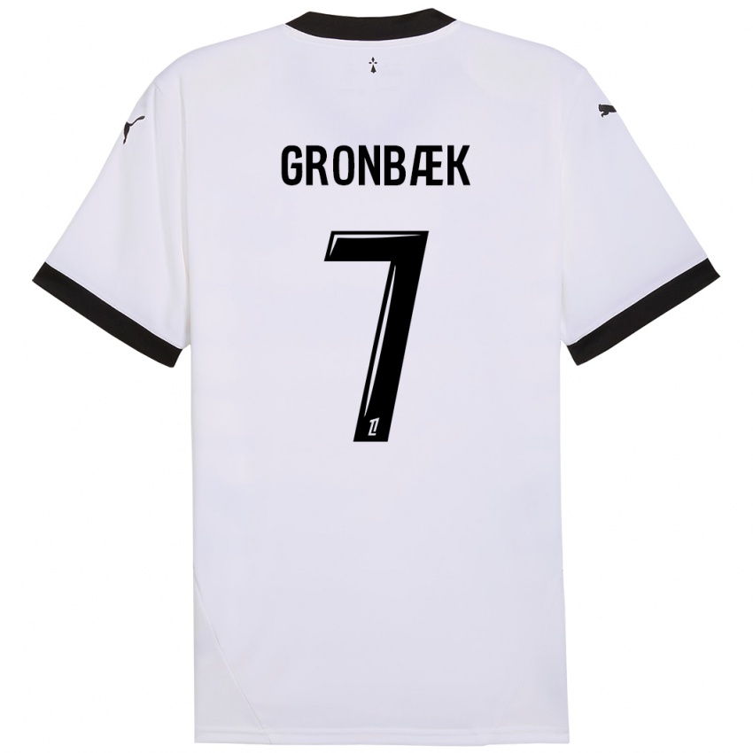 Enfant Maillot Albert Grønbaek #7 Blanc Noir Tenues Extérieur 2024/25 T-Shirt Suisse