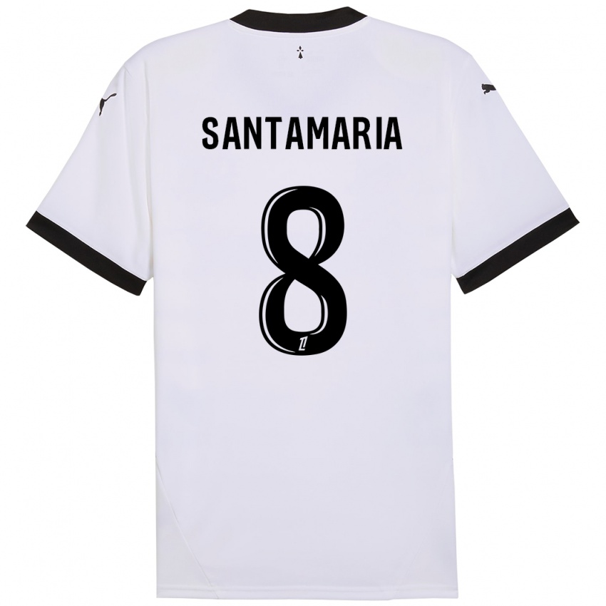 Enfant Maillot Baptiste Santamaria #8 Blanc Noir Tenues Extérieur 2024/25 T-Shirt Suisse