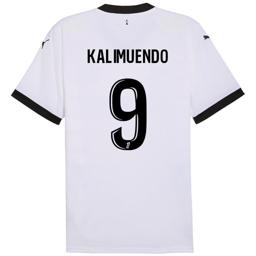 Enfant Maillot Arnaud Kalimuendo #9 Blanc Noir Tenues Extérieur 2024/25 T-Shirt Suisse