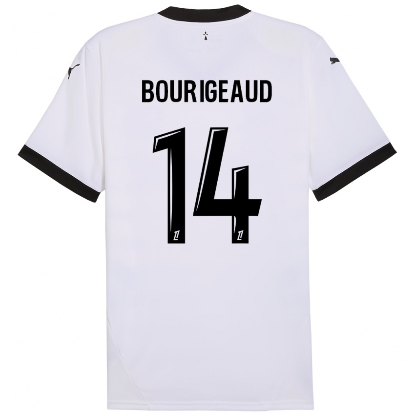 Enfant Maillot Benjamin Bourigeaud #14 Blanc Noir Tenues Extérieur 2024/25 T-Shirt Suisse