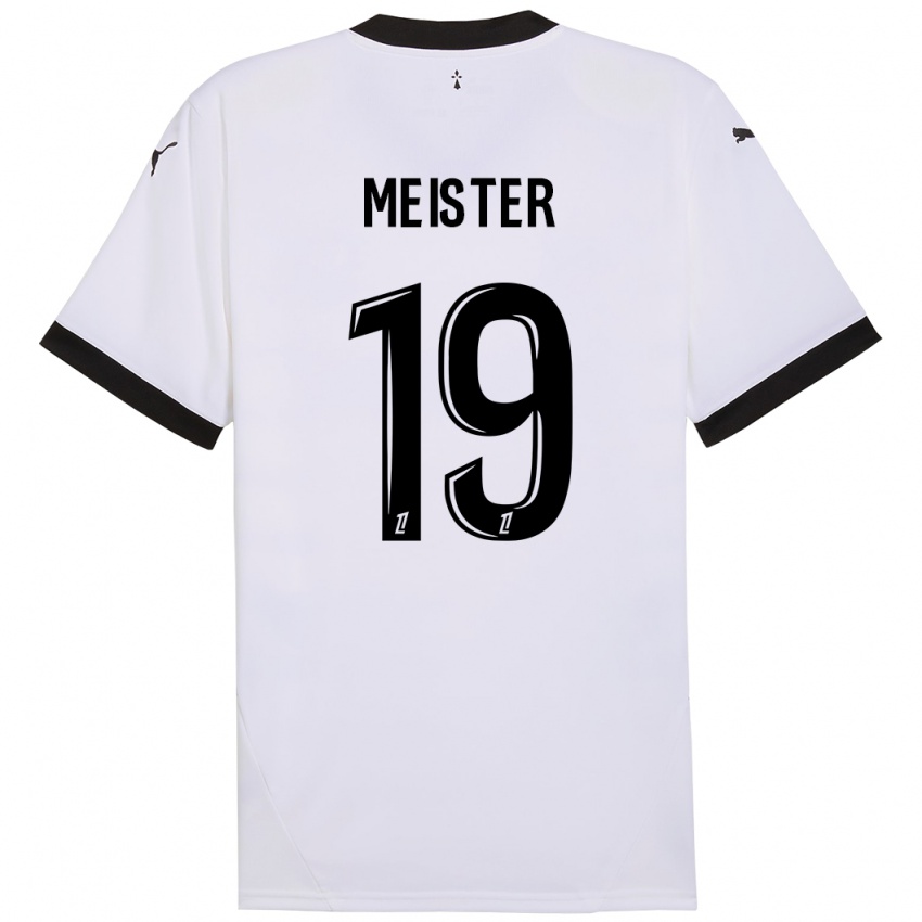 Enfant Maillot Henrik Meister #19 Blanc Noir Tenues Extérieur 2024/25 T-Shirt Suisse