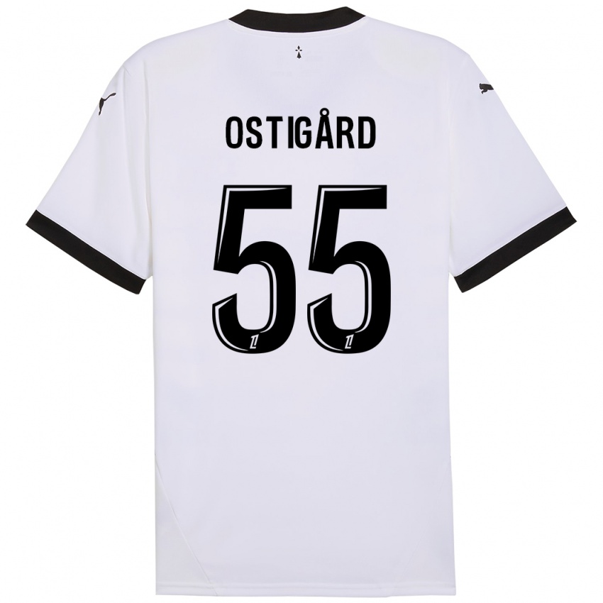 Enfant Maillot Leo Ostigard #55 Blanc Noir Tenues Extérieur 2024/25 T-Shirt Suisse