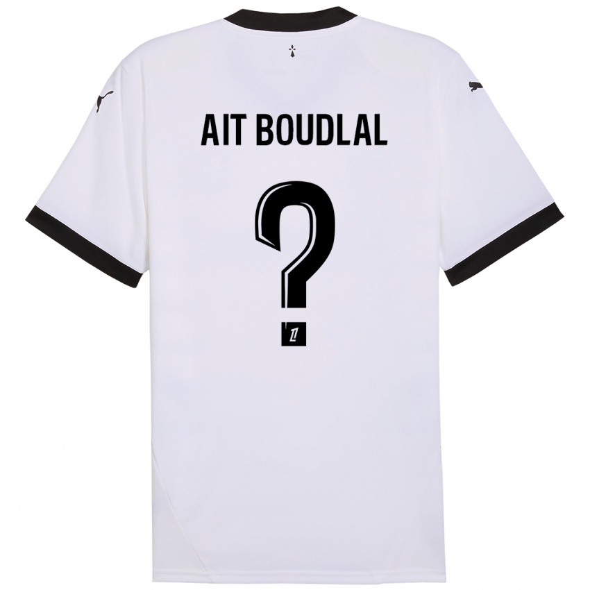 Enfant Maillot Abdelhamid Ait Boudlal #0 Blanc Noir Tenues Extérieur 2024/25 T-Shirt Suisse