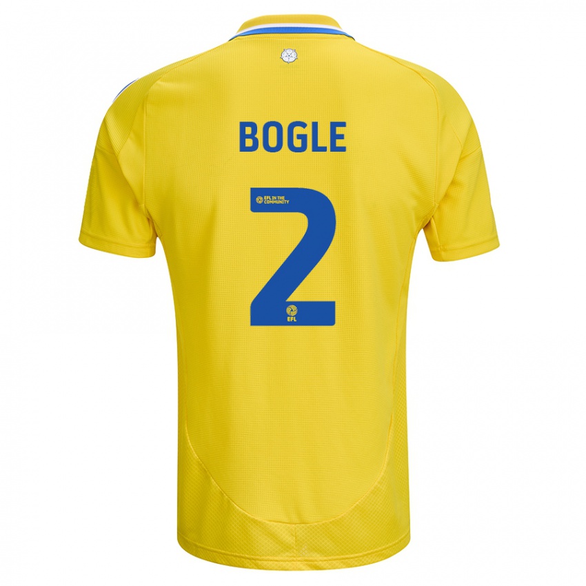 Enfant Maillot Jayden Bogle #2 Jaune Bleu Tenues Extérieur 2024/25 T-Shirt Suisse