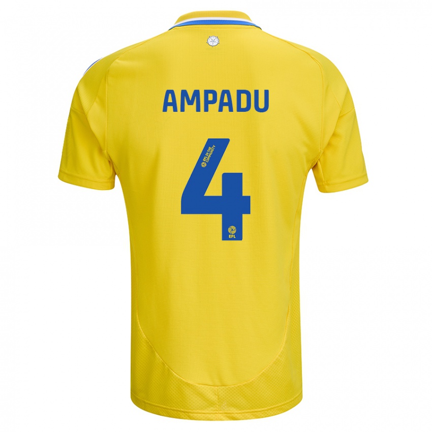 Enfant Maillot Ethan Ampadu #4 Jaune Bleu Tenues Extérieur 2024/25 T-Shirt Suisse