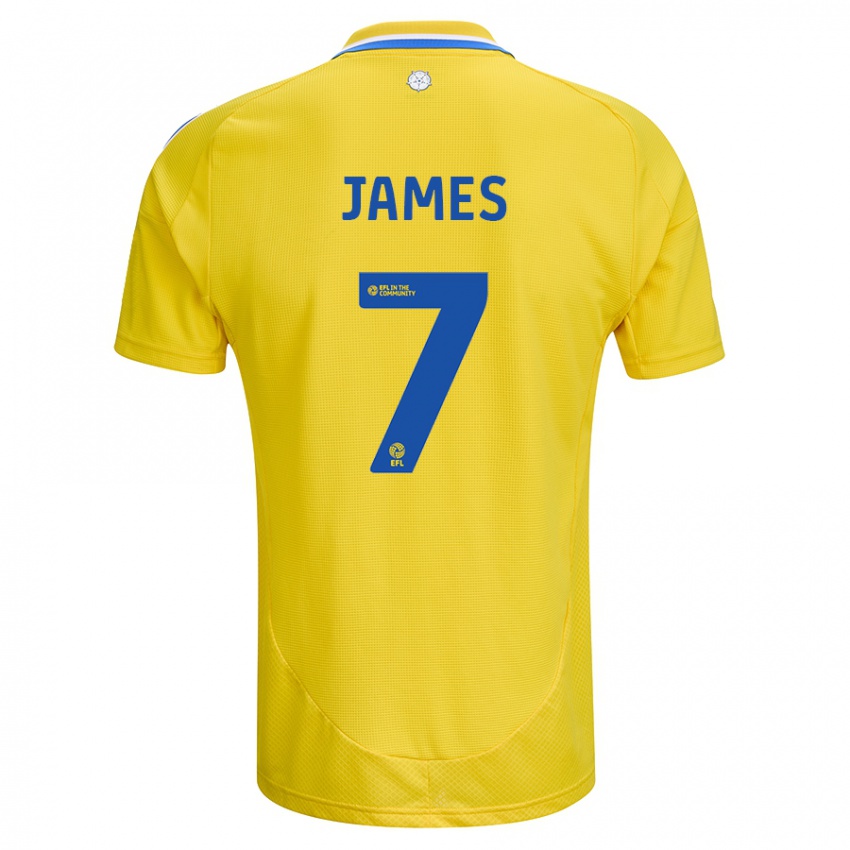 Enfant Maillot Daniel James #7 Jaune Bleu Tenues Extérieur 2024/25 T-Shirt Suisse