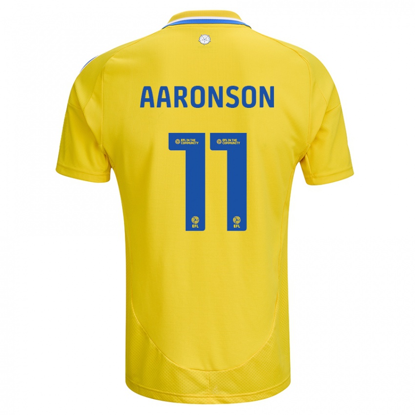 Enfant Maillot Brenden Aaronson #11 Jaune Bleu Tenues Extérieur 2024/25 T-Shirt Suisse