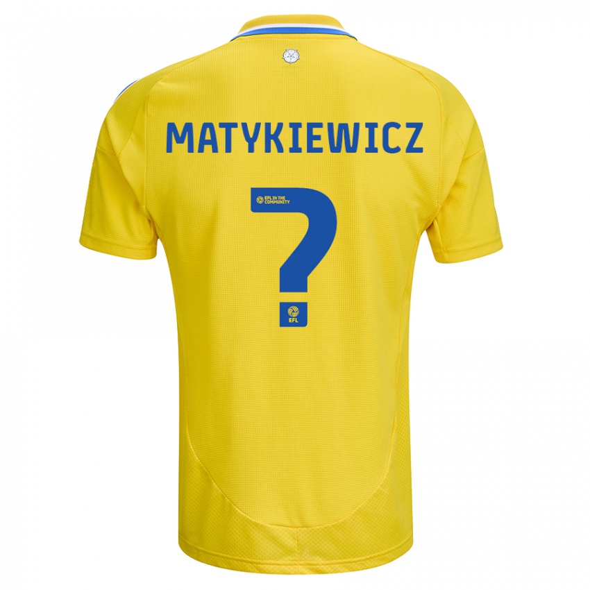 Enfant Maillot Luke Matykiewicz #0 Jaune Bleu Tenues Extérieur 2024/25 T-Shirt Suisse