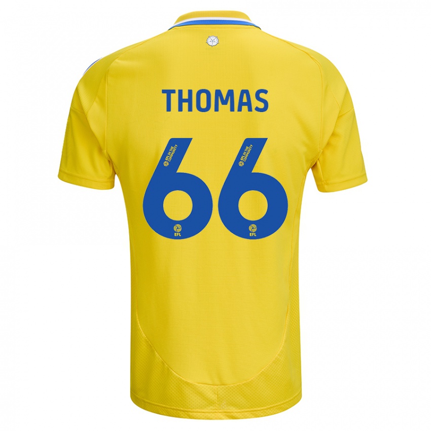 Enfant Maillot Luca Thomas #66 Jaune Bleu Tenues Extérieur 2024/25 T-Shirt Suisse