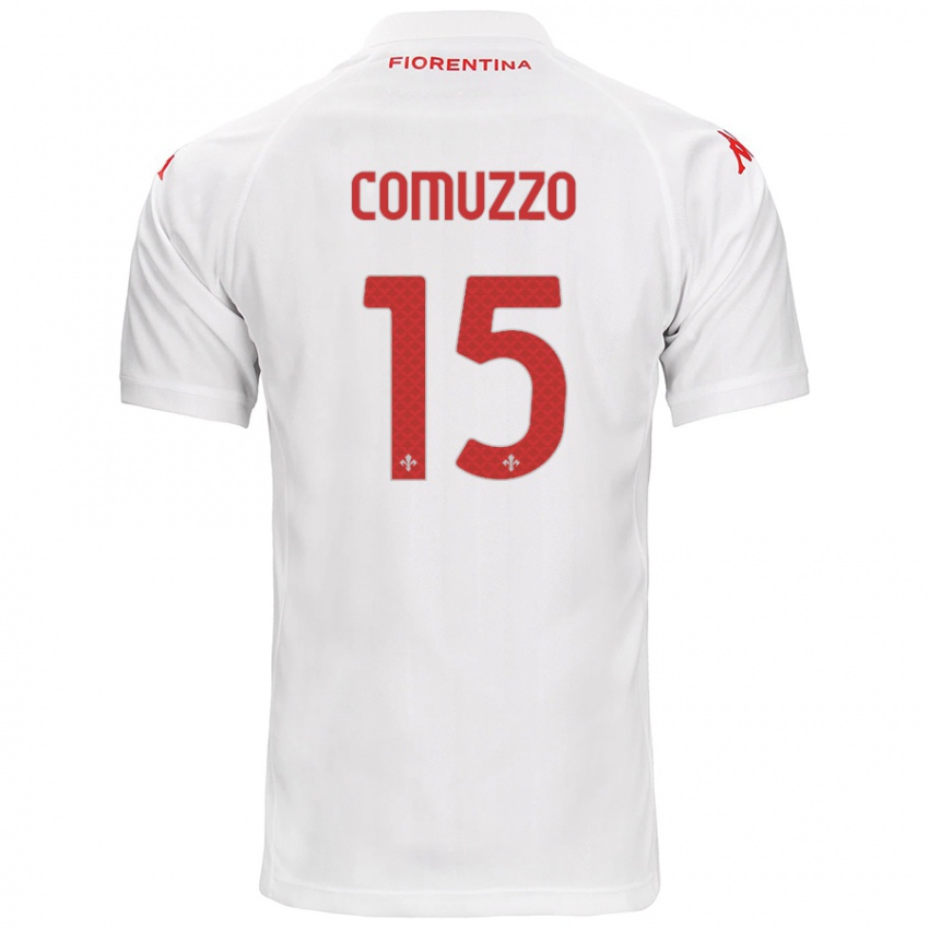 Enfant Maillot Pietro Comuzzo #15 Blanc Tenues Extérieur 2024/25 T-Shirt Suisse