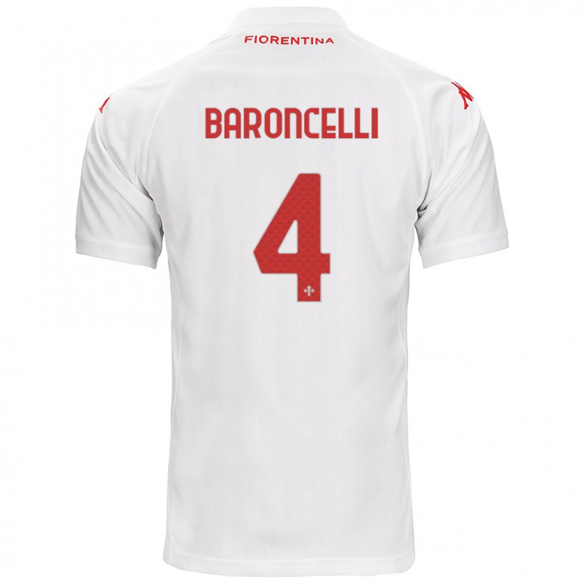 Enfant Maillot Leonardo Baroncelli #4 Blanc Tenues Extérieur 2024/25 T-Shirt Suisse