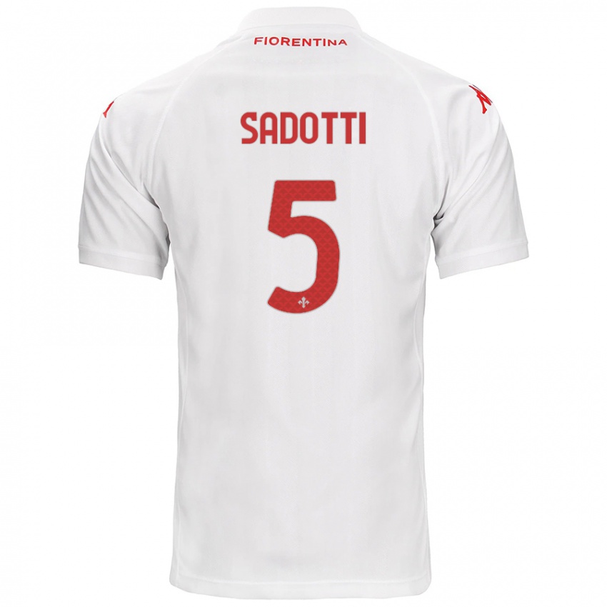 Enfant Maillot Edoardo Sadotti #5 Blanc Tenues Extérieur 2024/25 T-Shirt Suisse