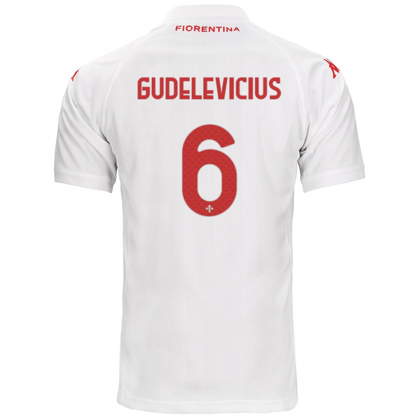 Kinder Ernestas Gudelevicius #6 Weiß Auswärtstrikot Trikot 2024/25 T-Shirt Schweiz